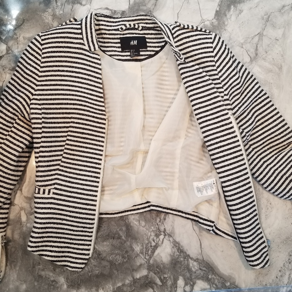 Sz 4 H&M Blazer w/ Zip & 3/4 Sleeves - Picture 3 of 4